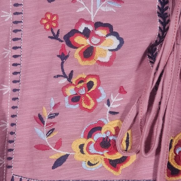 ODDY Mauve Woman’s Embroidered Peasant Ruffle Boho Top 3XL Cottagecore Statement - Picture 6 of 12